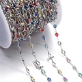 Detailed dimensions of colorful crystal chain for DIY jewelry making with silver base - 1 Meter/Pack / White K Style 04 (Oval)