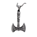 Ciondolo ascia doppia vichinga con incisione aquila in finitura argento antico - Colore Acciaio Pendente Ascia a Doppio Taglio Totem Aquila Senza Catena (B1222)