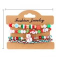 Christmas 4-piece bead bracelet set with Santa and snowman pendants on white background - Christmas Combo Style (BR24Y0436-9)