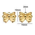 Golden stainless steel bow pendants with 15mm width dimensions for DIY jewelry making - Style 3 / Gold