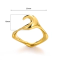 Irregular fluid style gold ring with organic shape and polished mirror finish 25mm width - JZ6528 Irregular Lava Style / Gold