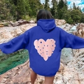 Blue oversized hoodie with LOVE YOURSELF back print and drawstring hood for men and women - Blue