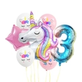 Rainbow gradient number 3 balloon set with large unicorn head and star balloons for party - Number 3 Style