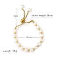 Bracelet en perles d'eau douce avec perles dorées et chaîne réglable de 26cm - Perle Blanche/Chaîne Dorée