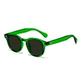 Lunettes de soleil rondes vintage avec monture verte transparente et verres UV - Émeraude Verre Gris (C62)