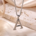 Silver letter A pendant necklace with hammered texture and delicate rope chain - Steel Letter A (Pendant Only)