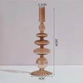 Portacandele minimalista in vetro ambrato altezza 28cm per decorazione da tavola - Base a coste / Marrone