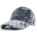 Solid grey velvet baseball cap with textured finish and adjustable strap for women - Gray