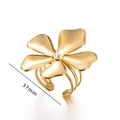 Adjustable gold flower ring with 37mm exaggerated petal design and zircon center - Gold Style 2/37mm Wavy Zirconia