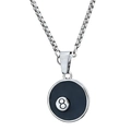 Pendaglio a sfera da biliardo nero 8 con catena a scatola argentata per uomo - Colore Acciaio (Senza Catena)(C0413-1)