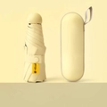 Minimalist beige five-fold capsule sun umbrella with matching case and UPF50+ label - 8-Rib Enlarged Vinyl Thickened + Capsule Box / Milk Yellow