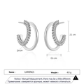 Silver multi-layer C-shaped hoop earrings with zircons measuring 2.1 cm in height - Zirconia Double Hoop Earrings - Silver (EP5606)