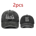 Bijpassende 2-delige set gewassen antraciet katoenen baseballcaps voor mama en kleintje - 2-Delige Set (Volwassene+Kind) / Zwart