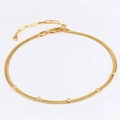 Elegant 18k gold plated snake chain anklet with sparkling zircon stones for women - White Zirconia