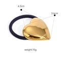 Black elastic hair tie with a 4.3cm polished golden heart metal charm - Heart Gold