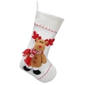 Calza di Natale con renna 3D in maglia bianca con dettagli rossi e gancio per appendere - Calza di Natale Bianca Alce