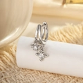 Elegant silver hoop earrings with zircon-set four-pointed star pendants on display - Four-Pointed Star Pendant Style (A903-4#)