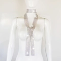 Close-up of sparkling silver sequin choker necklace and matching rhinestone scarf on mannequin - Silver Metal AB Colorful Rhinestone