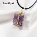 Collana Merkaba in ametista fatta a mano con filo dorato e cordino nero - Ametista