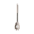 Beige silicone pasta server spoon with stainless steel handle for non-stick cookware - Pasta Server