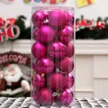 Christmas tree ornaments set in rose pink with shiny matte and glitter 6cm balls - Rose Red Mixed Style / 6cm
