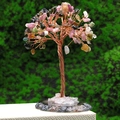 Handmade life tree with colorful natural crystals on an agate base for home decor - Tourmaline