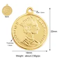Golden double-sided Elizabeth II coin pendant, 22x18mm DIY jewelry accessory - L138160-Gold