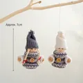 Set of two handmade 7cm knitted Christmas elf ornaments with grey and white hats - Two-Piece Set / Grey Button Girl