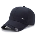 Dunkelblaue Baumwoll-Baseballkappe für Herren mit Metalllogo und Sport Fashion Label - Verstellbar / Marineblau