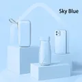Sky blue mini 5-fold portable sun umbrella with matching hardshell case and phone size scale - Sky Blue + Capsule Box