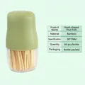 Bottled bamboo fruit forks set with 66 pieces of heart-shaped toothpicks 90mm - Heart Shaped Bottled-Cyan / 90mm/66pcs
