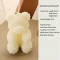 White rose bear scented candle 55x65x85mm floral fragrance handmade gift - Large Rose Bear White (Scent: Rose)