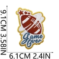 Detailed view of Game Over football helmet patch with precise size measurements - Style 8-Retro Game Over
