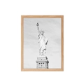 Light wood frame variant featuring a black and white Statue of Liberty art print - Natural Wood Color / 3.5 X 5 Inches (8.9 X 12.7 Cm)