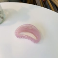 Detail of pink semi-circular hair claw clip showing translucent matte resin finish - Approx 7cm / Jelly Pink
