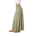 Women's casual high waist knit maxi skirt in sage green featuring a flowy paneled design - S / Green
