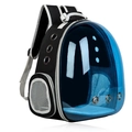 Blue transparent pet astronaut backpack with breathable mesh and side ventilation holes - Side-open Black with Blue Shell Panoramic