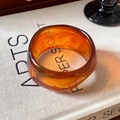 Amber acrylic wide bangle with marble texture and geometric round resin design - Dark Coffee