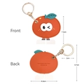 Cartoon orange PU leather keychain and access card cover with cute winking expression - Orange Big Eye