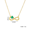 Titanium steel infinity necklace with green heart gem in gold finish, weight 3.2g - Green Heart (A2016)