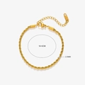 Golden 18K rope chain bracelet with lobster clasp and adjustable 16+5cm length - Twisted Rope Chain / Gold