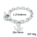Bracciale stile navy con ciondolo ad ancora, chiusura a T e finitura in acciaio - Bracciale Argentato (KB152760-Z)