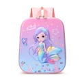 Pink cartoon mermaid hard shell children's backpack with breathable straps on white background - Mermaid-Pink