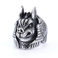 Vintage stainless steel punk ring featuring an Anubis jackal god head in silver - US 7 / Vintage Steel Silver