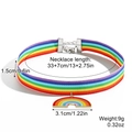 Rainbow beaded choker necklace with magnetic heart pendant and detailed size specifications - Rainbow Pendant Choker