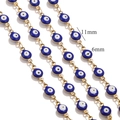 Blaue Evil-Eye-Kette mit 18K vergoldetem Edelstahl und 6mm großen Emaille-Perlen - Dunkelblau-Gold