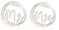 Wooden Mr and Mrs wedding chair signs set in elegant cursive font with circular design - Style 2 (Simple Double Ring MR+MRS)