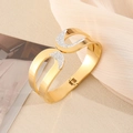 Pulsera punk en forma de H bañada en oro con pavé de circonitas blancas - Brazalete Strass Chapado Oro (NV06-5)