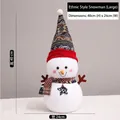 Grande pupazzo di neve in stile etnico con cappello colorato, altezza 40 cm - Pupazzo di neve grande stile etnico