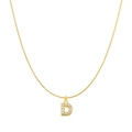 Polished gold snake chain necklace with a sparkling crystal-encrusted letter D pendant - Letter D